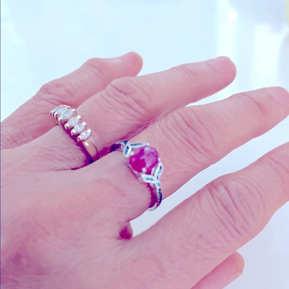 1.25ct Ruby Emerald 14KGP Ring - Picture 5 of 6